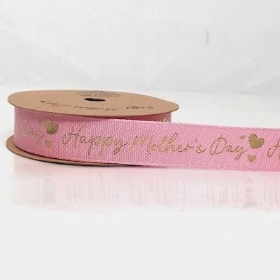 Pink Biodegradable Mother's Day Ribbon 19mm